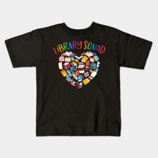 Library Squad Librarian Bookworm Book Kids T-Shirt